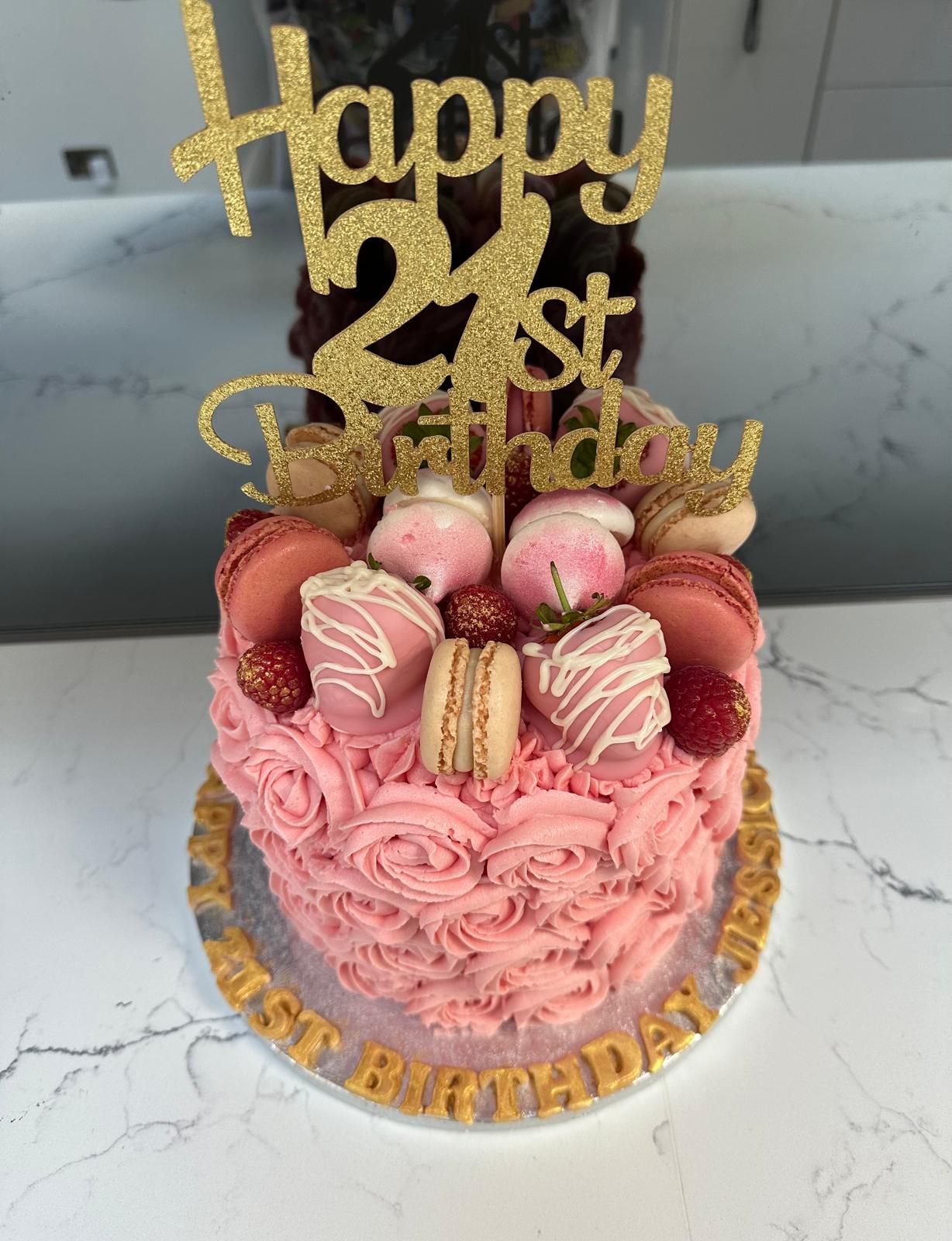 Pink rose celebration cake by Millie Moo Bakes